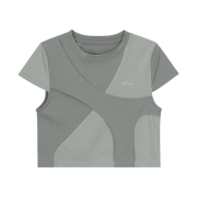 Art of Field Split Mesh Short Sleeved T-Shirt Light Gray