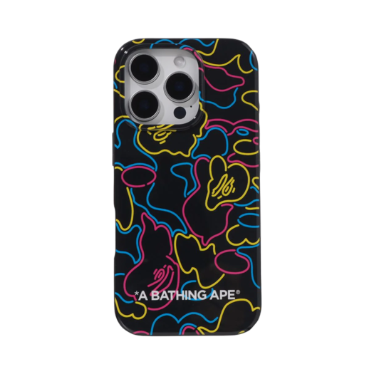 - BAPE Neon Camo iPhone 16 Pro Case Black