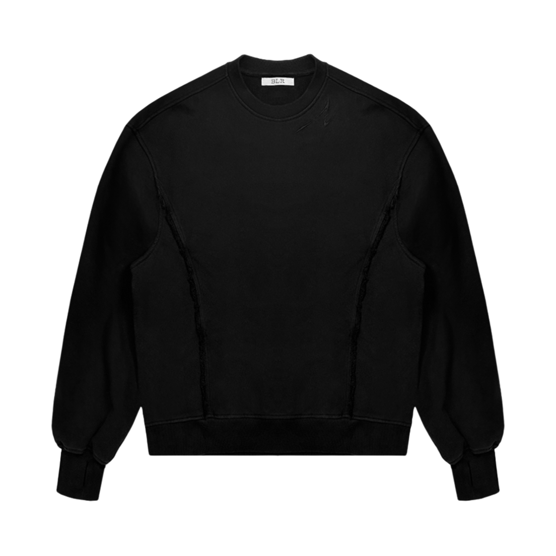 BLR2D08TS03 BLR Over Fit Raw Cut Line Sweatshirt Black