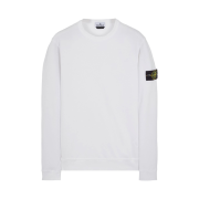 Stone Island 62420 Brushed Cotton Fleece Garment Dyed Crewneck Sweatshirt White - 23FW