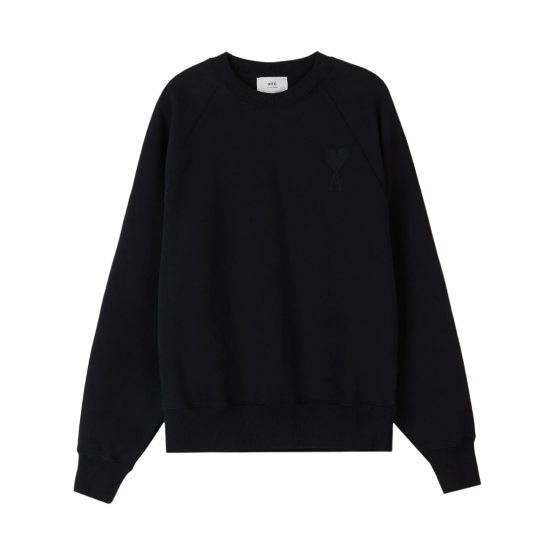 아미 톤온톤 하트 로고 스웨트셔츠 블랙(AMI de Coeur Tone-On-Tone Sweatshirt Black)