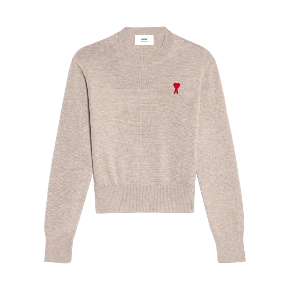 (W) 아미 스몰 하트 로고 스웨터 베이지((W) AMI de Coeur Sweater Beige) - 1