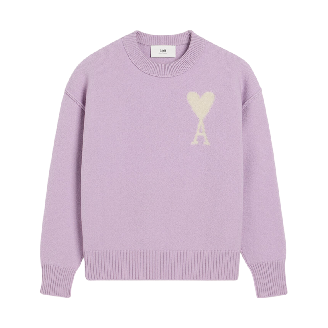UKS090-KN0090-505 AMI de Coeur Felted Merino Wool Sweater Lilac Off White