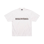 Balenciaga Stencil Type Medium Fit T-Shirt Off White Black