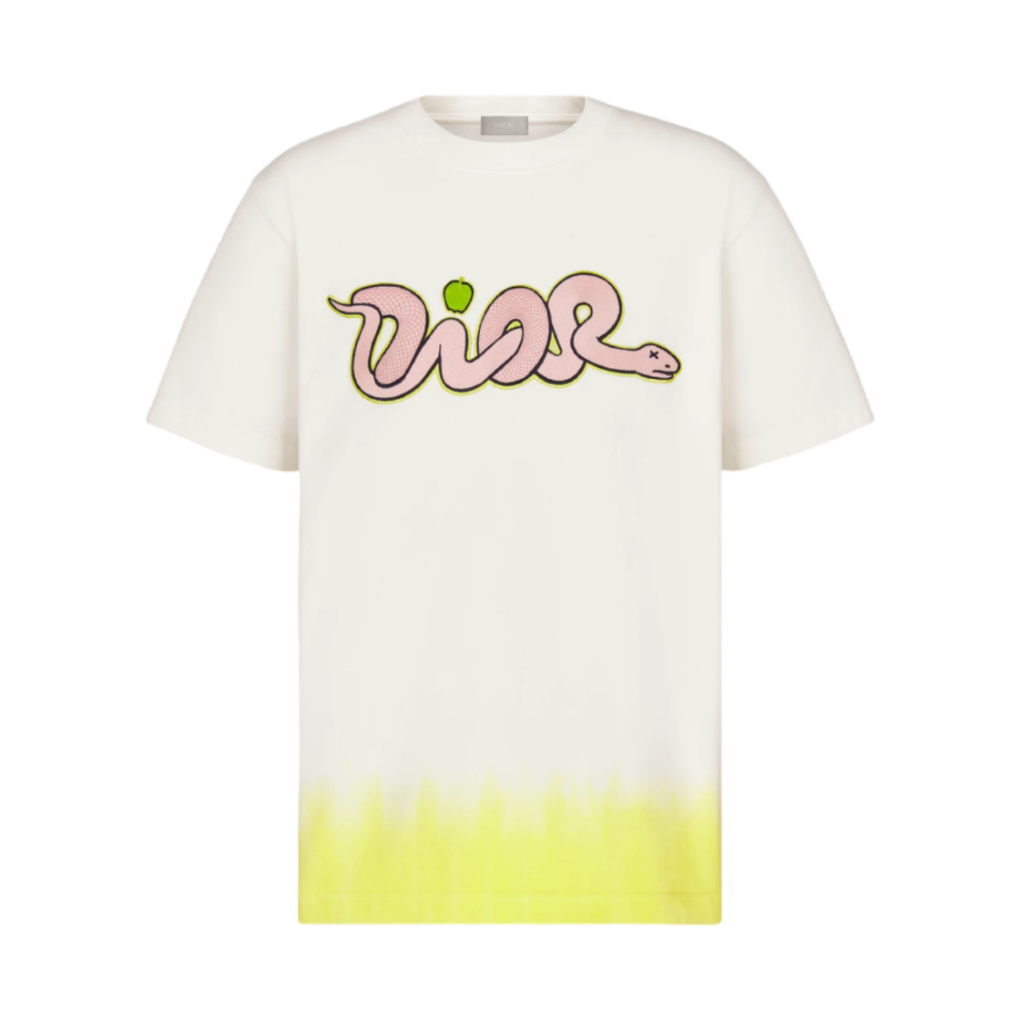 513J696B0554-C086 Dior x Kaws Cotton Jersey T-Shirt White Yellow