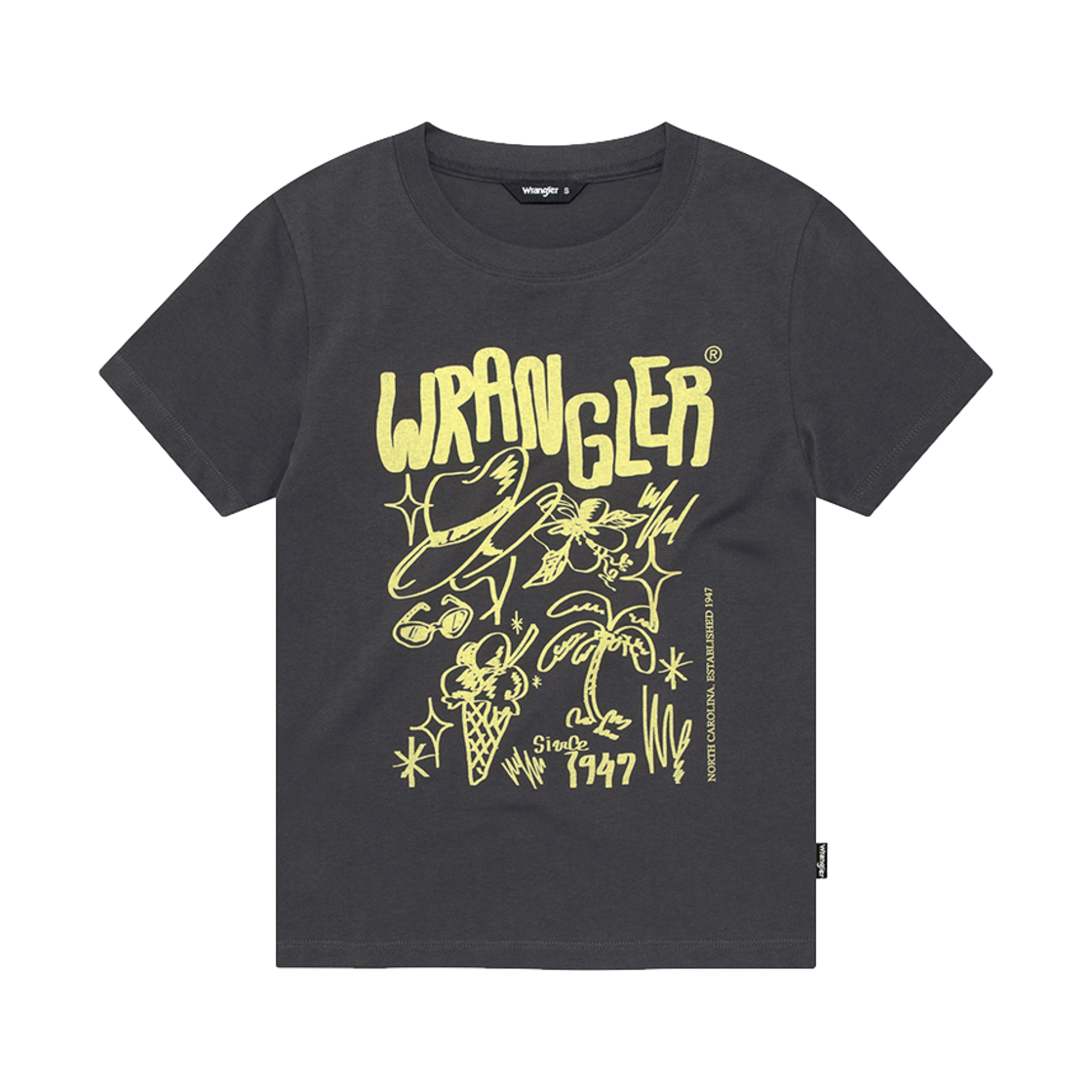 랭글러 (W) 그래피티 티셔츠 차콜(Wrangler (W) Graffiti T-Shirt Charcoal)