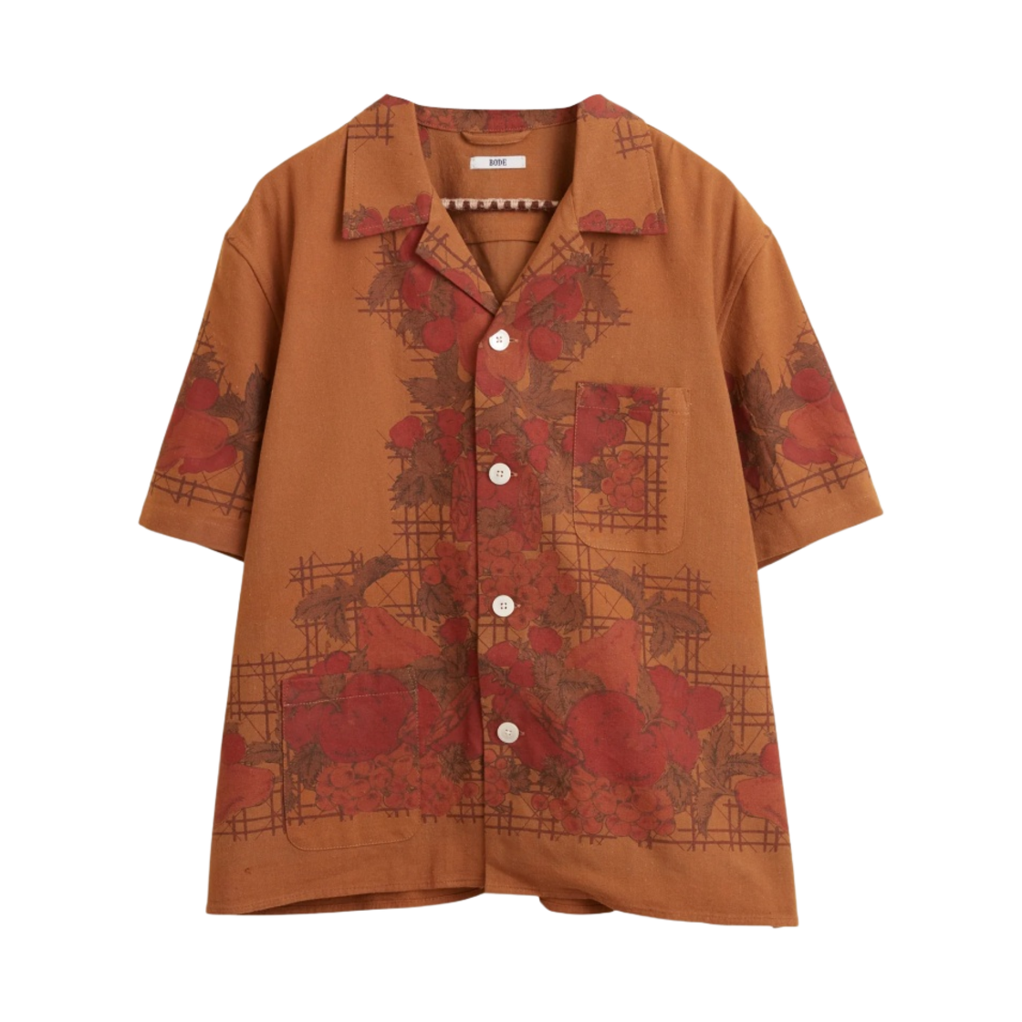 - Bode Overdyed Tablecloth Shirt Soft Brown