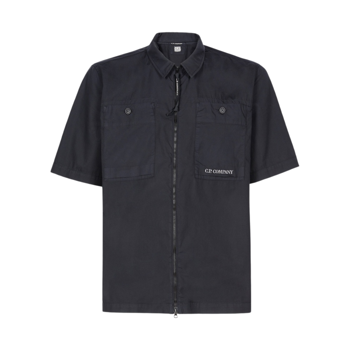 C.P. 컴퍼니 코튼 립스탑 지퍼 셔츠 블랙 - 23SS(C.P. Company Cotton Ripstop Zipped Shirt Black - 23SS) - 1