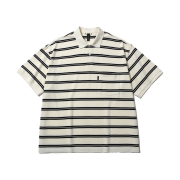 [SS25] moif Wide Polo H/S Shirt Ecru Stripe