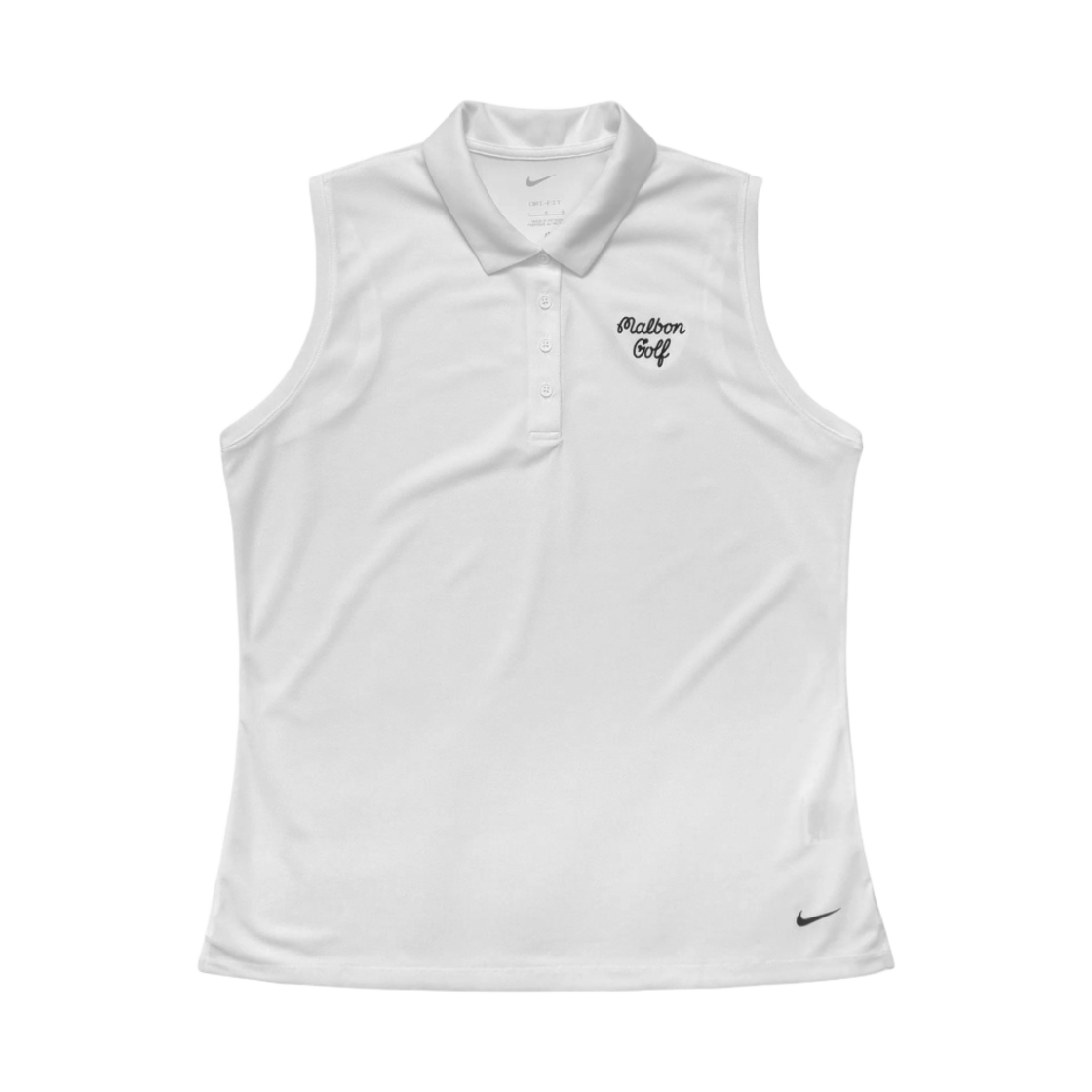 (W) 말본 골프 x 나이키 드라이핏 슬리브리스 빅토리 솔리드 폴로 화이트((W) Malbon Golf x Nike Dri-Fit Sleeveless Victory Solid Polo White) - 1