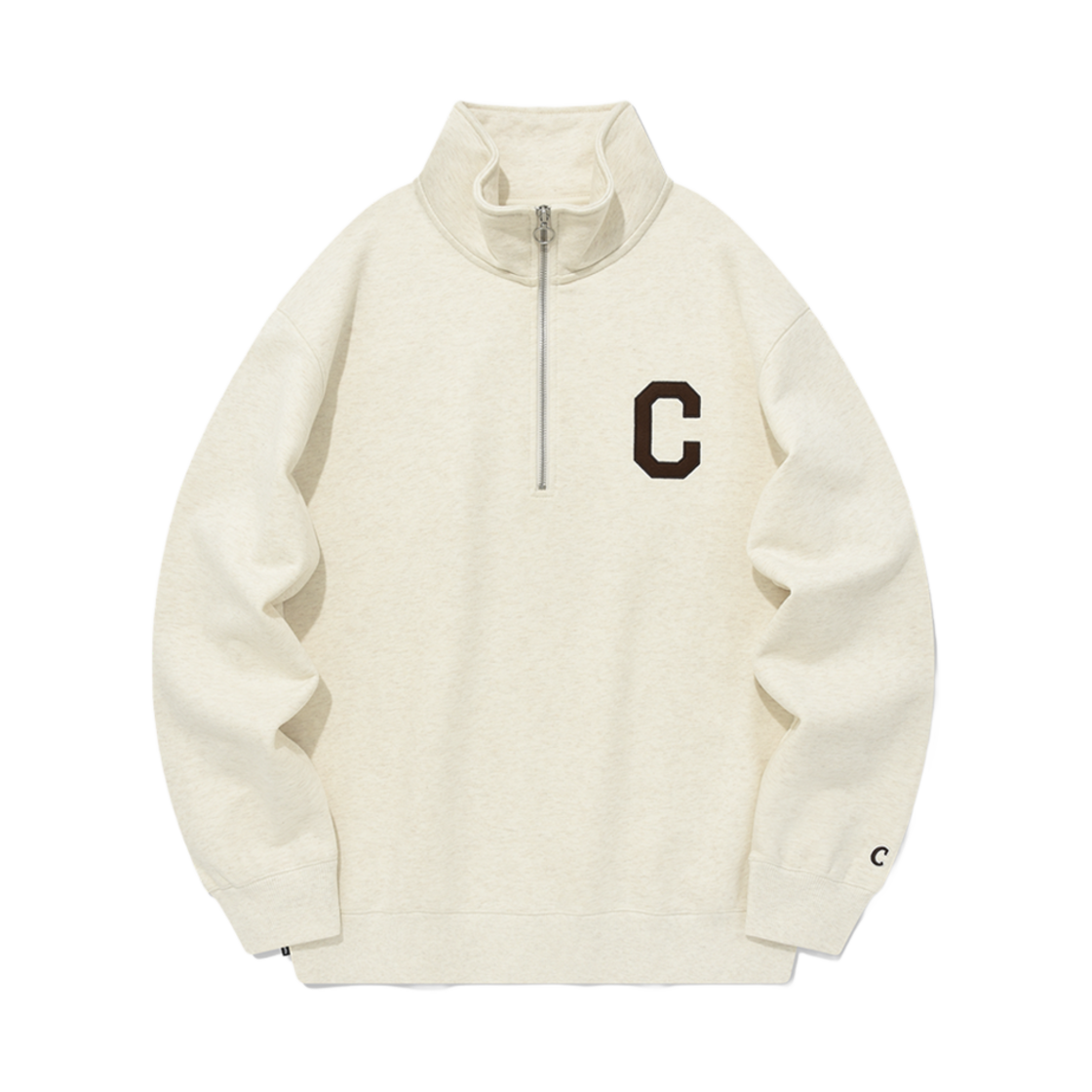 CO2303CR13OT Covernat C Logo Half Zip Up Sweatshirt Oatmeal