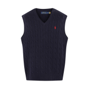 [30%적립] Polo Ralph Lauren Cable Knit Cotton Sweater Vest Blue