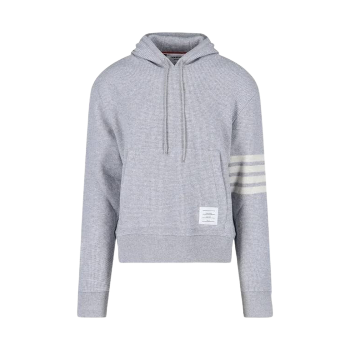 MJT324A-J0012-065 Thom Browne Cashmere Wool Waffle 4-Bar Pullover Hoodie Light Grey