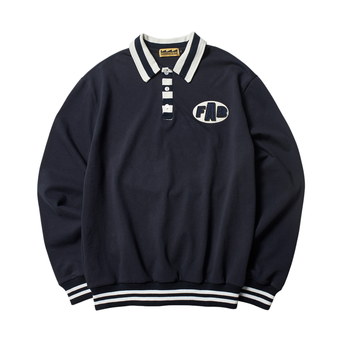 25SPGFLS01NV Garments Fab Stripe Patch Rugby Shirts Navy