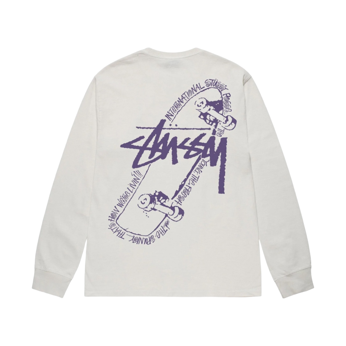 스투시 스케이트 파시 피그먼트 다이드 롱슬리브 티셔츠 내츄럴
