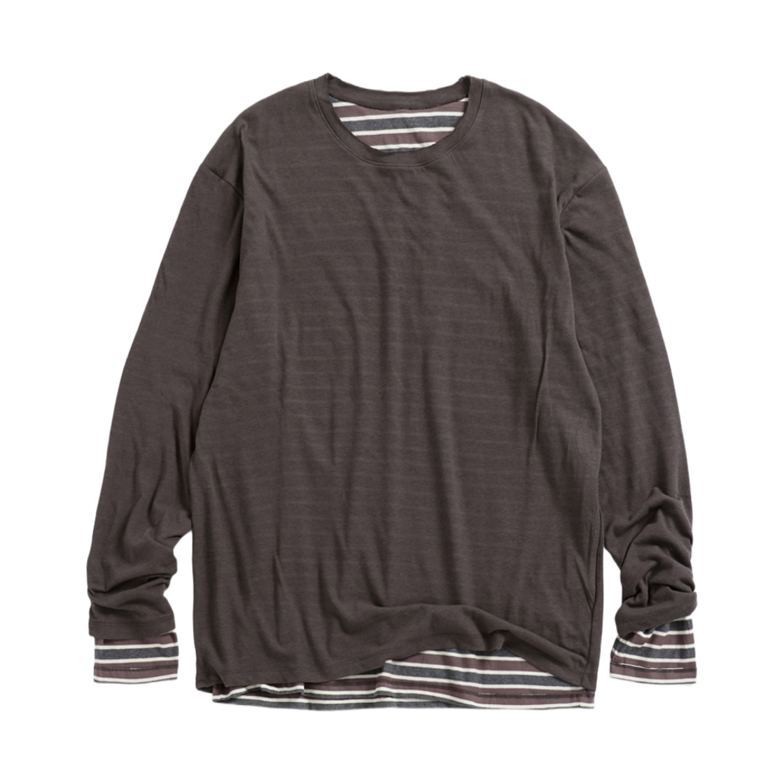 해칭룸 투 페이스 스트라이프 티셔츠 브라운(Hatchingroom Two Face Stripe T-Shirt Brown) - 1