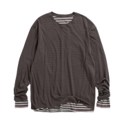 Hatchingroom Two Face Stripe T-Shirt Brown