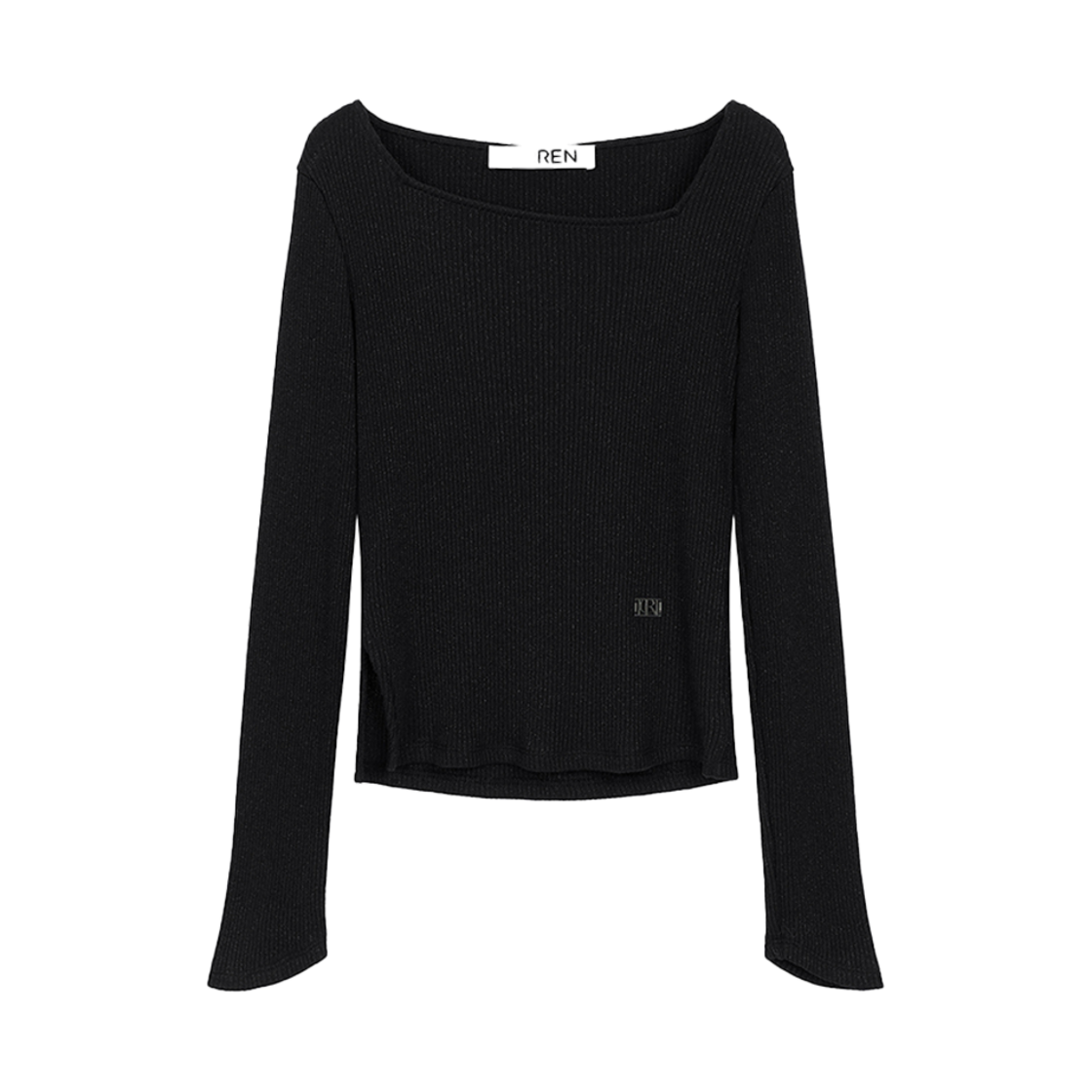 CMSFCTMW03EBKA Current Square Neckline Slit Long Sleeve Black