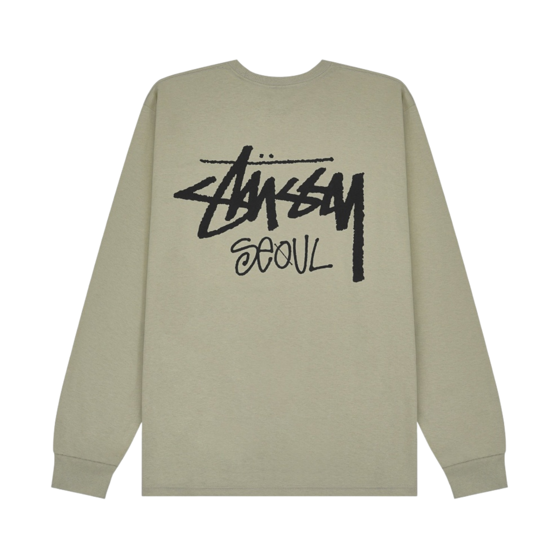스투시 스탁 서울 롱슬리브 티셔츠 카키 2023(Stussy Stock Seoul LS T-Shirt Khaki 2023)