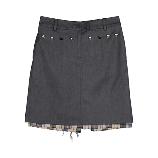 P0000DKH Dared Raw Edge Check Layered Skirt