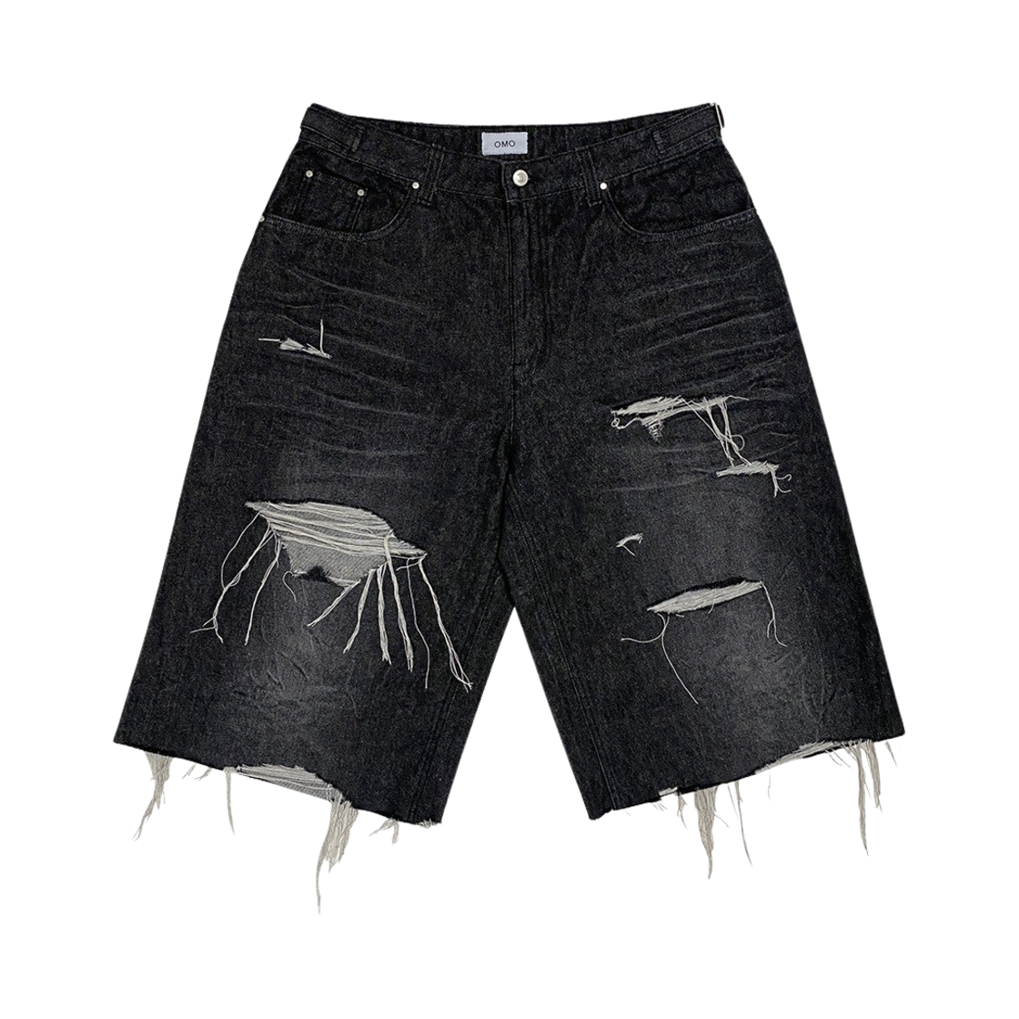 [KREAM 단독] 오엠오 디스트레스드 데님 쇼츠 블랙([KREAM 단독] OMO Distressed Denim Shorts Black)