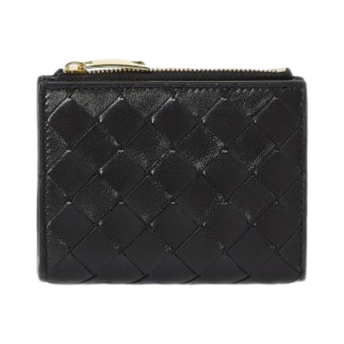보테가 베네타 스몰 인트레치아토 바이폴드 지퍼 지갑 블랙(Bottega Veneta Small Intrecciato Bi-Fold Zip Wallet Black)