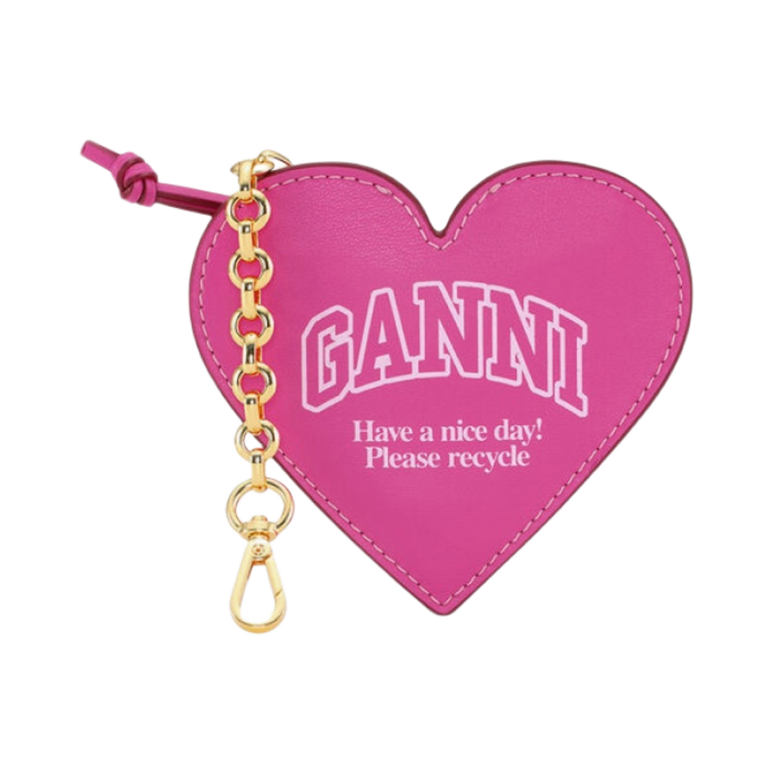 A5468-483 Ganni Funny Heart Zipped Coin Purse Pink