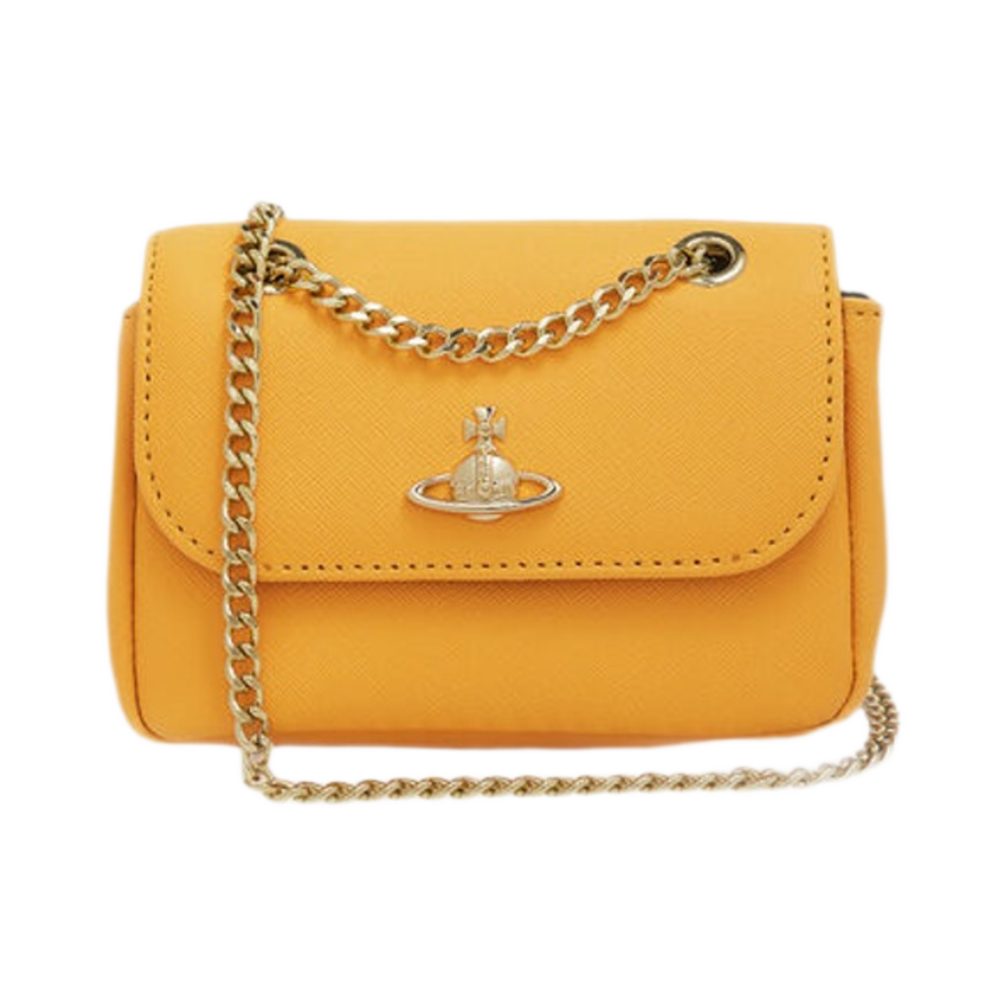 비비안 웨스트우드 사피아노 스몰 퍼스 체인 옐로우(Vivienne Westwood Saffiano Small Purse With Chain Yellow) - 1