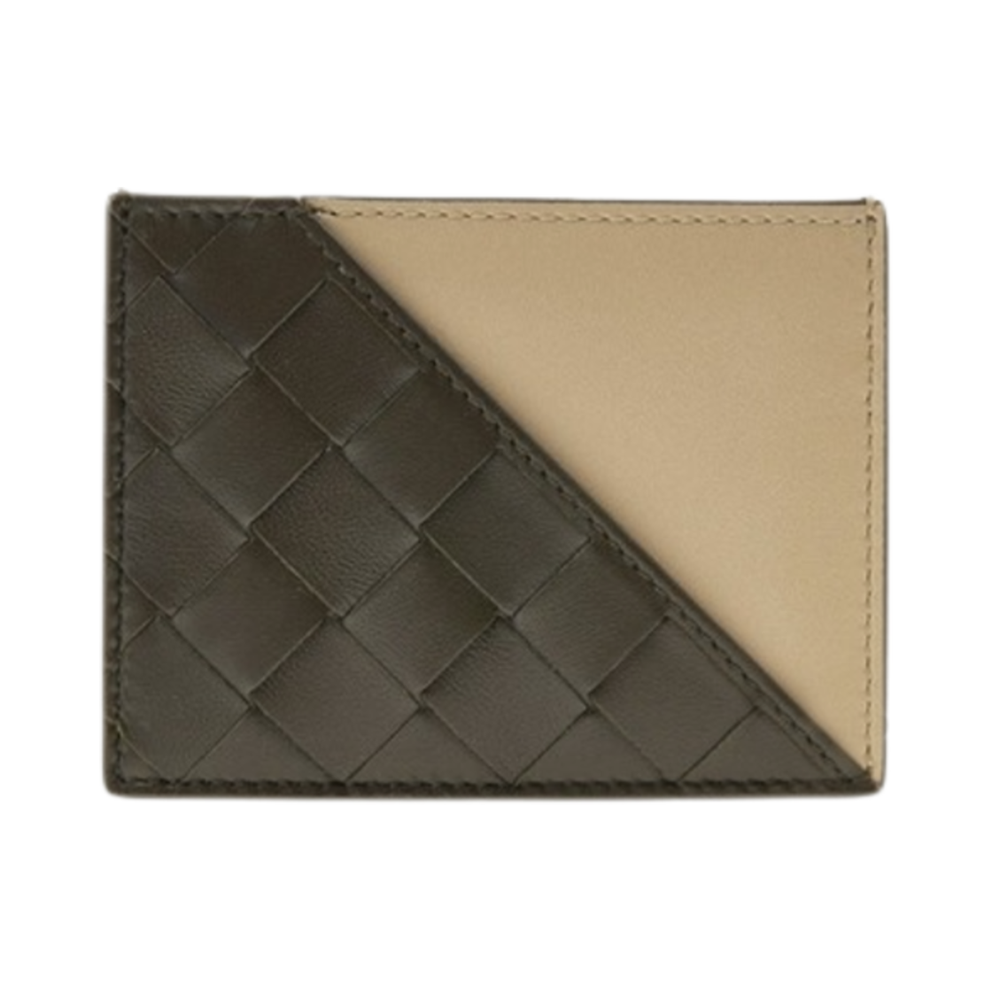 789075V4QR13419 Bottega Veneta Intrecciato Card Case Khaki Beige