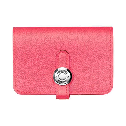 Hermes Dogon Card Holder Evercolor & Palladium Rose Azalee