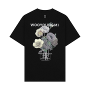 Wooyoungmi Flower Print Back Logo T-Shirt Black - 23FW