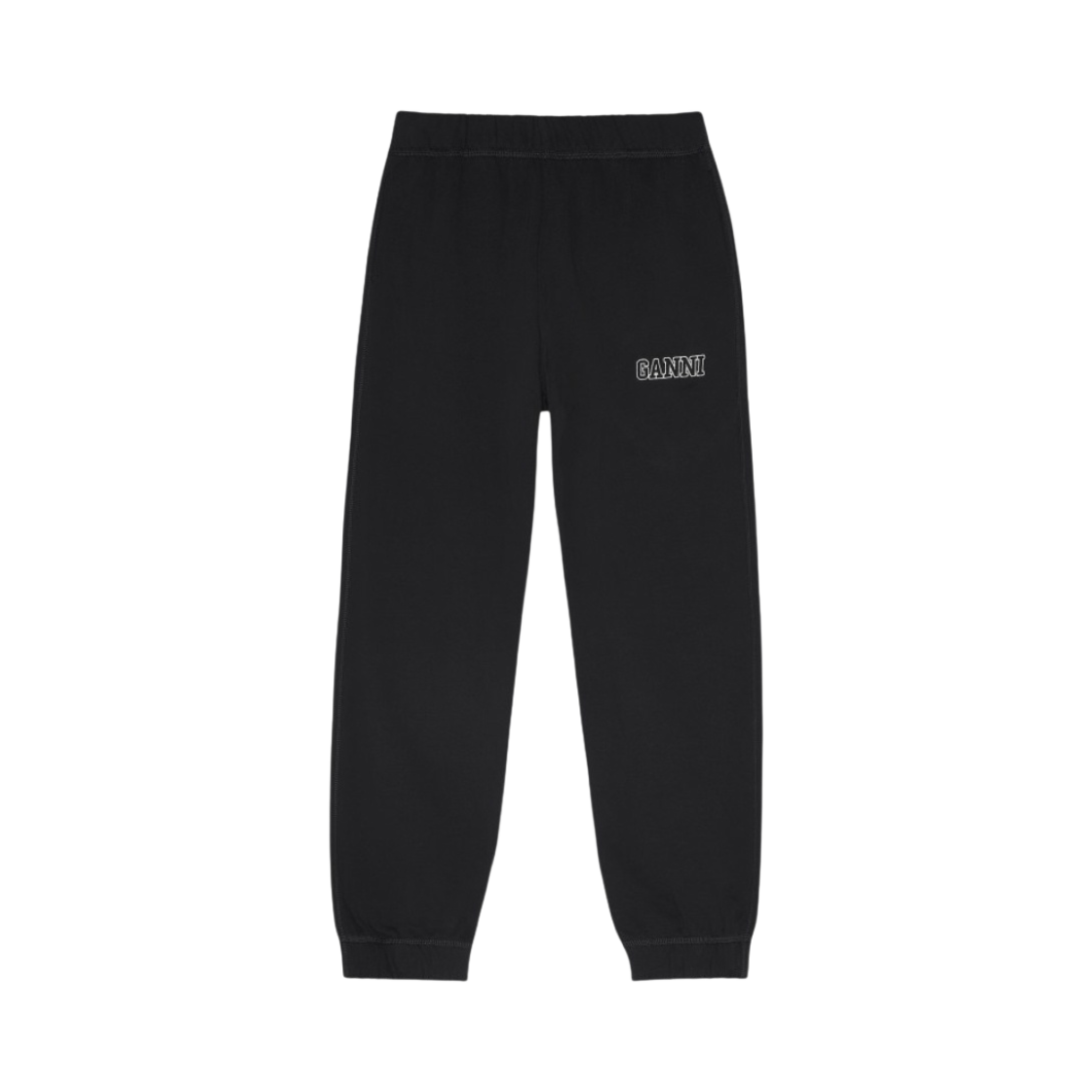 (W) 가니 소프트웨어 이솔리 엘라스티케이티드 팬츠 블랙((W) Ganni Software Isoli Elasticated Pants Black)