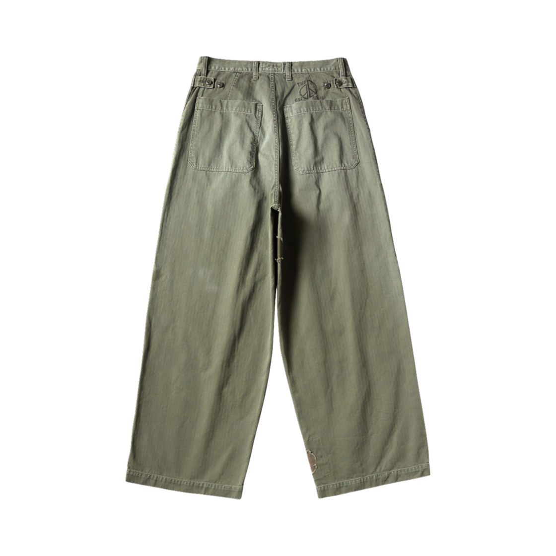 캐피탈 헤링본 퍼티그 배기 팬츠 러쉬필드 리메이크 카키(Kapital Herringbone Fatigue Baggy Pants Rushfield Remake Khaki) - 2
