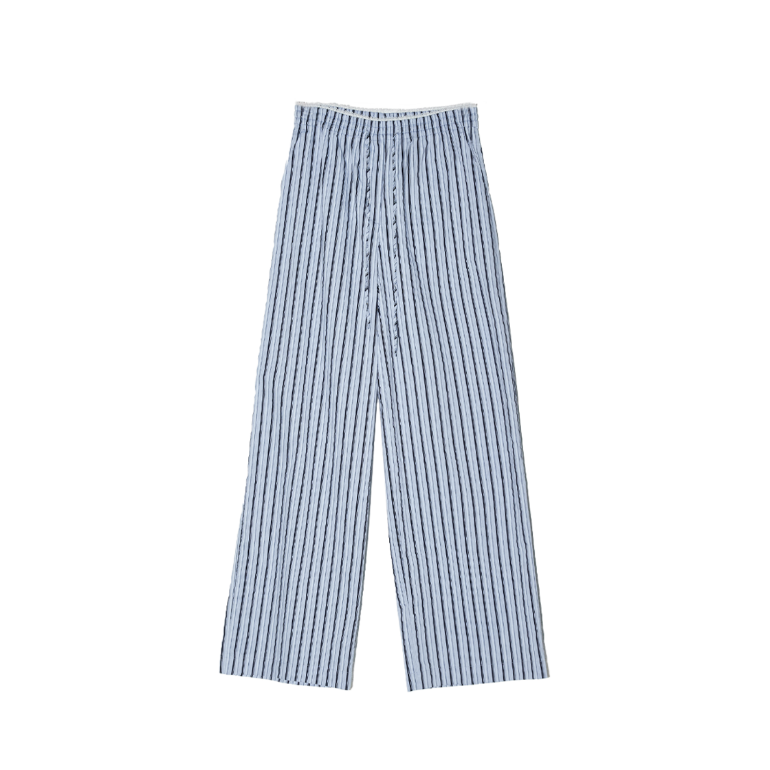 엔오르 우먼 레이스 레이어드 스트라이프 밴딩 팬츠 블루(Enor Women Lace Layered Stripe Banding Pants Blue)