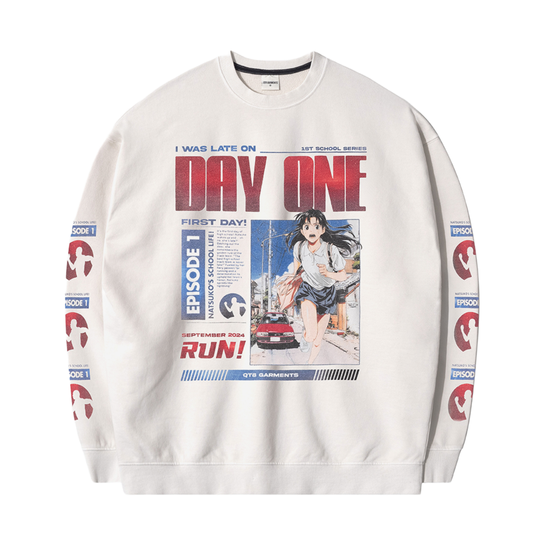 큐티에잇 가먼츠 데이원 빈티지 워시드 스웻셔츠 에크루(QT8 GARMENTS Day-1 Vintage Washed Sweatshirt Ecru) - 1