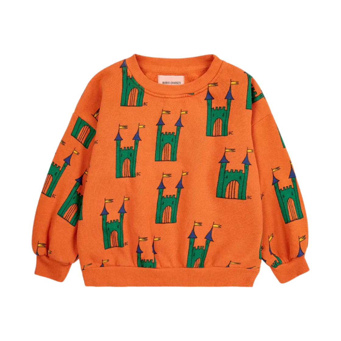 224AC034 (Kids) Bobo Choses Faraway Castle All Over Sweatshirt Orange