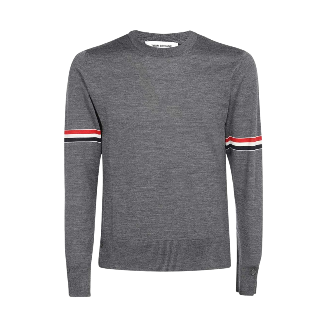 MKA412A-Y1014-035 Thom Browne Fine Merino Wool Stripe Crewneck Pullover Medium Grey