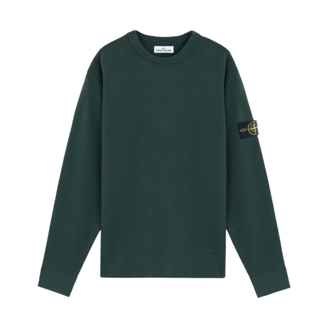 8115526A1-V0059 Stone Island 526A1 Stretch RWS Wool Crewneck Sweater with Ribbed Details Musk Green - 24FW
