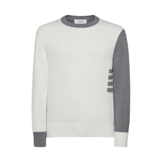 Thom Browne Funmix Cotton 4-Bar Pullover Grey