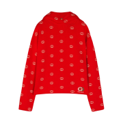 Palace x Gucci Wool Knit Strawberry Hoodie with Studs and Crochet Detail Red - 22FW