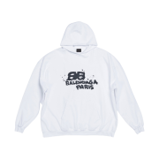 Balenciaga Hand Drawn BB Icon Hoodie Large Fit White