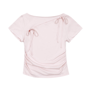 Margarin Fingers Ribbon Cutout T Shirt Light Pink