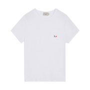 (W) Maison Kitsune Tricolor Fox Patch Classic Pocket T-Shirt White
