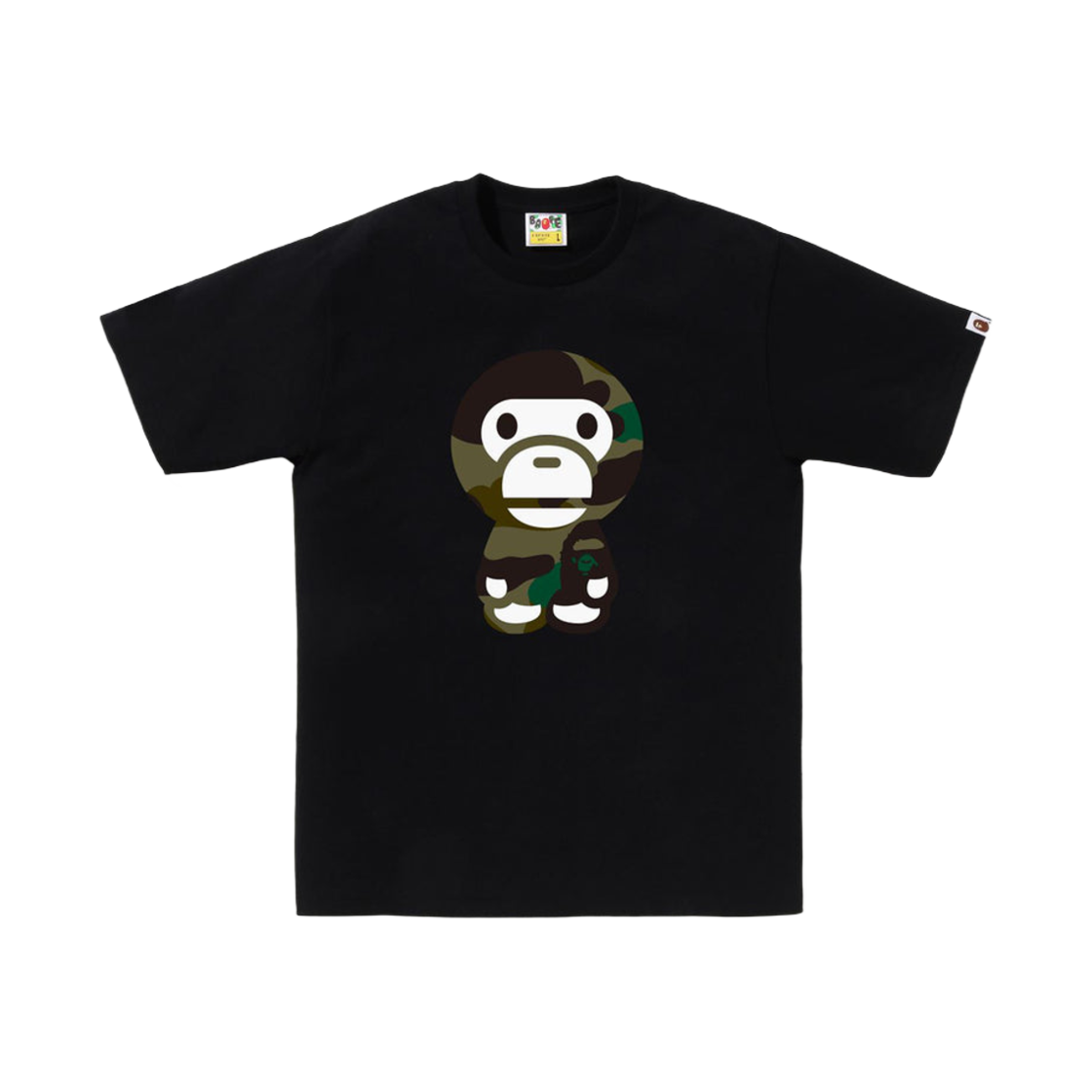 베이프 자이언트 퍼스트 카모 빅 베이비 마일로 티셔츠 블랙 그린(BAPE Giant 1st Camo Big Baby Milo T-Shirt Black Green)