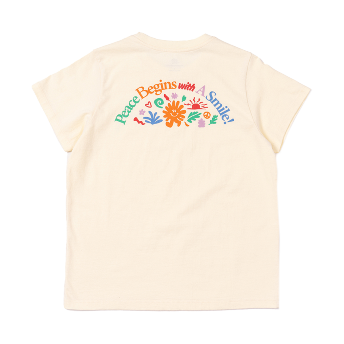 빅웨이브 컬렉티브 피스 비긴스 위드  어 스마일 여자 반팔티 크림(Bigwave Collective  Peace Begins With A Smile Women Tee Cream) - 1
