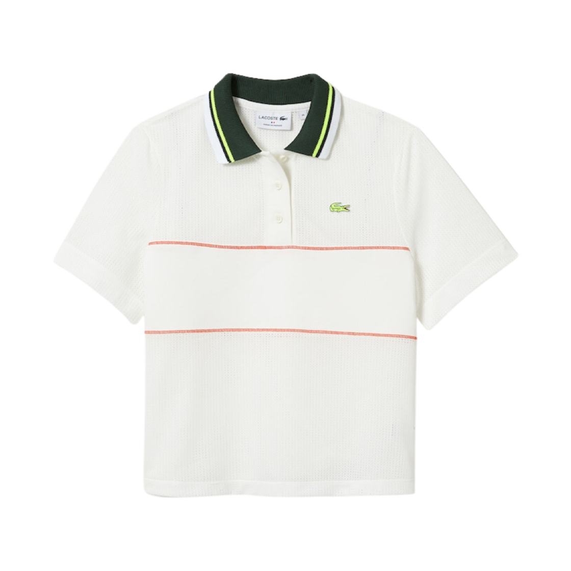 (W) 라코스테 믹스 칼라 폴로 셔츠 화이트((W) Lacoste Mix Collar Polo Shirt White) - 1