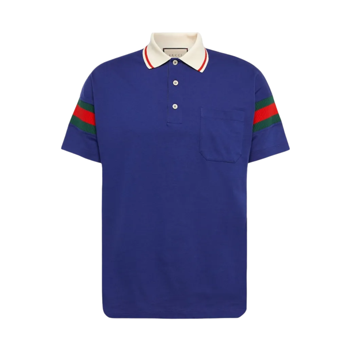 713997-XJETR-4030 Gucci Cotton Jersey Polo with Web Blue