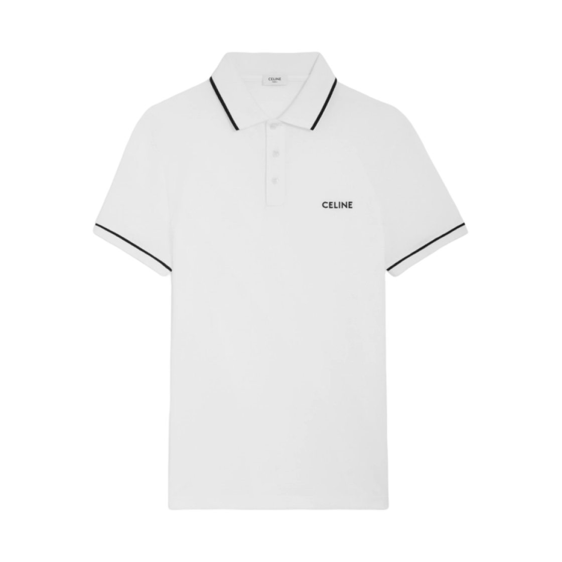 셀린느 클래식 폴로 셔츠 코튼 피케 오프 화이트 블랙(Celine Classic Polo Shirt in Cotton Piqué Off White Black) - 1