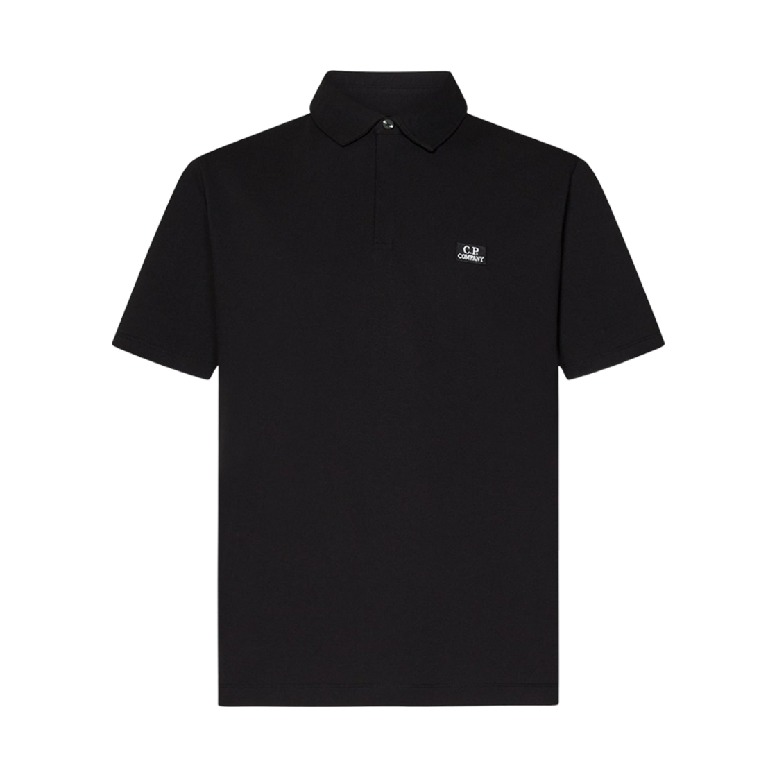 18CMPL165A005263W999 C.P. Company Stretch Piquet Three Button Logo Polo Black - 25SS