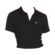 (W) Nike NSW Essential Short Sleeve Polo Top Black - Asia